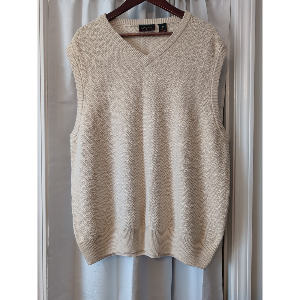 Vtg.‎ Saddlebred Men's Beige V-Neck Sleeveless Knit Cotton Vest Size 2XLT